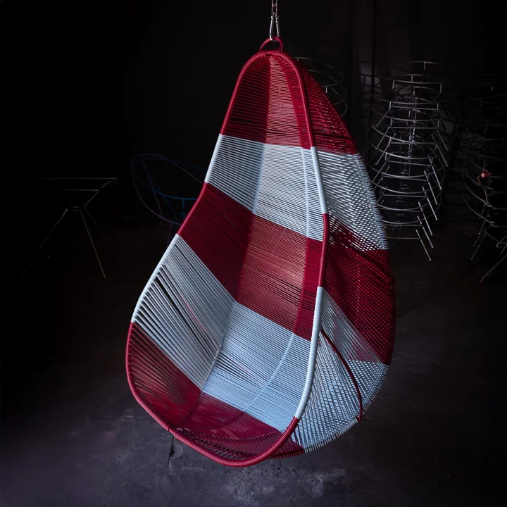 Acapulco Design - Acapulco hangstoel, CDMX_1, lichtblauw / bordeaux rood