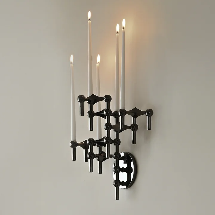Stof Nagel - Muurbeugel voor kaarsenhouder, zwart chroom