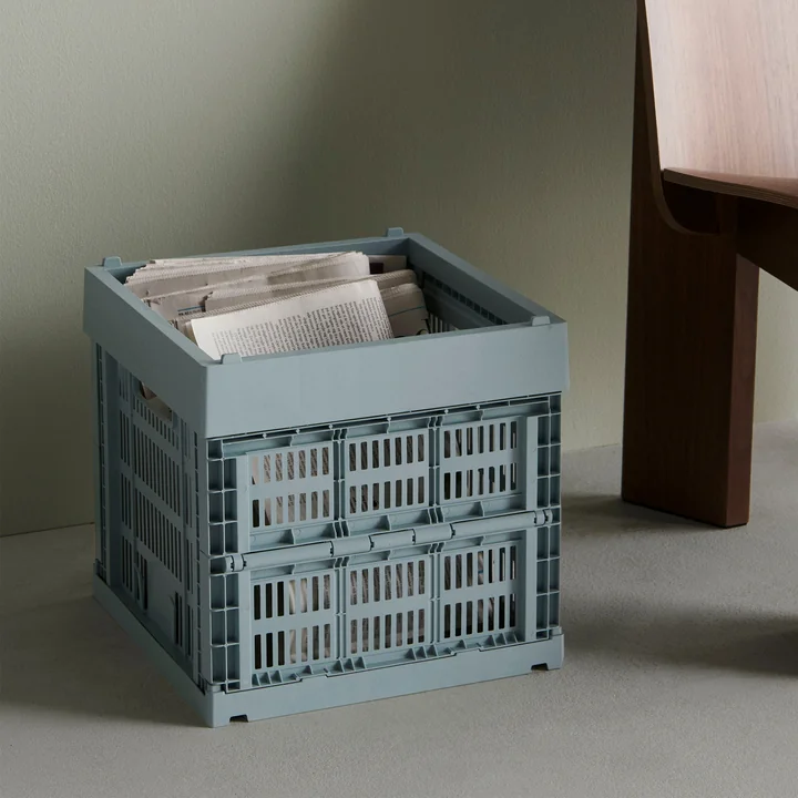 HAY - Colour Crate mand Cube, 29,5 x 29,5 cm, stoffig blauw, gerecycled