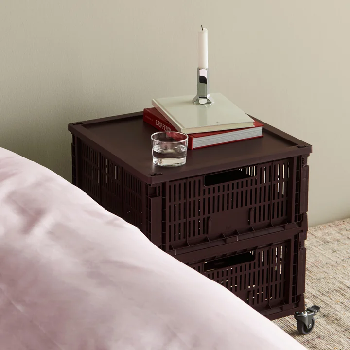 HAY - Colour Krat Mand Vierkant L, 42 x 42 cm, bordeaux, gerecycled