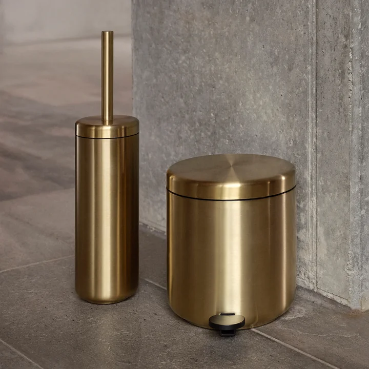 Zone Denmark - Ume Pedaalemmer 4 liter en toiletborstel, messing