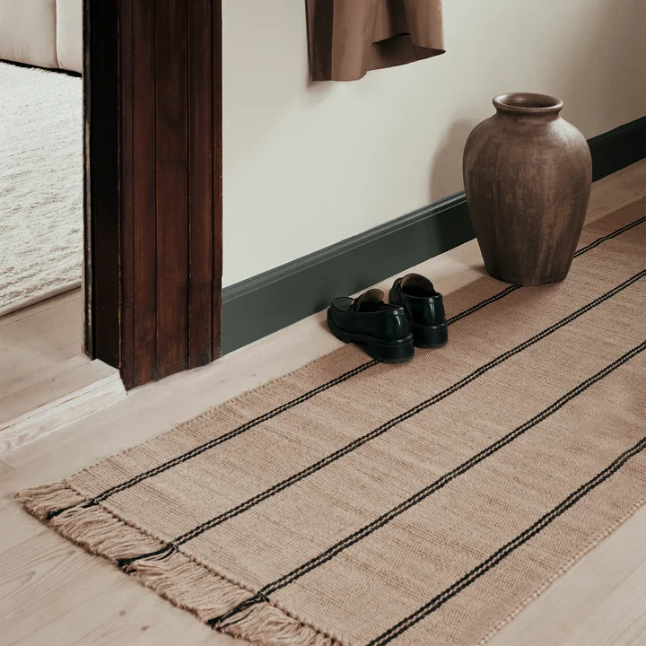 Broste Copenhagen - Yuki Tapijt, zwart / naturel