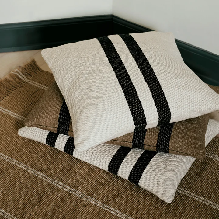 Broste Copenhagen - Sigrun Kussenhoes, 50 x 50 cm, licht beige / zwart