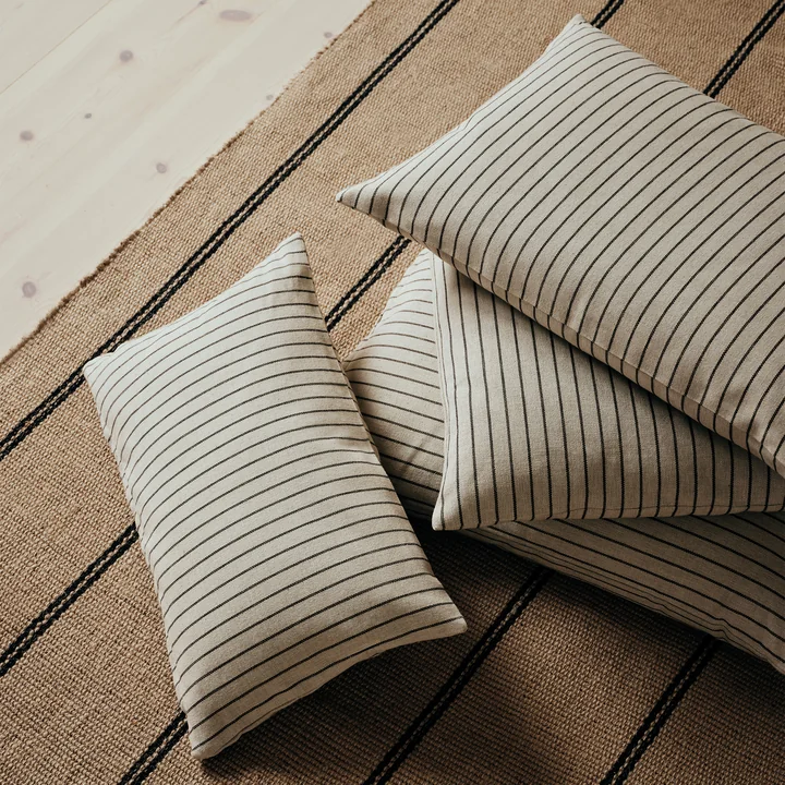 Broste Copenhagen - Karen Kussenhoezen, licht beige / zwart