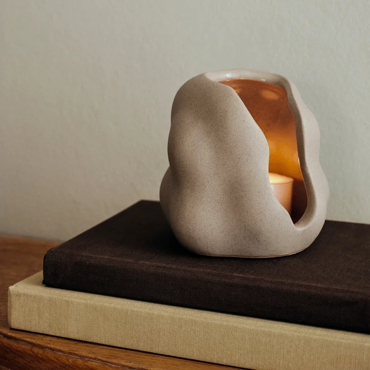 Broste Copenhagen - Hekla Kaarshouder, Ø 9,5 x H 10 cm, grijs