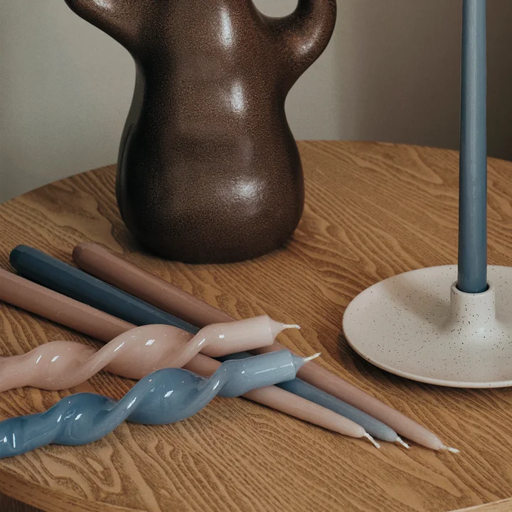 Broste Copenhagen - Smooth Kaars, H 38 cm, dusty blue (set van 4)