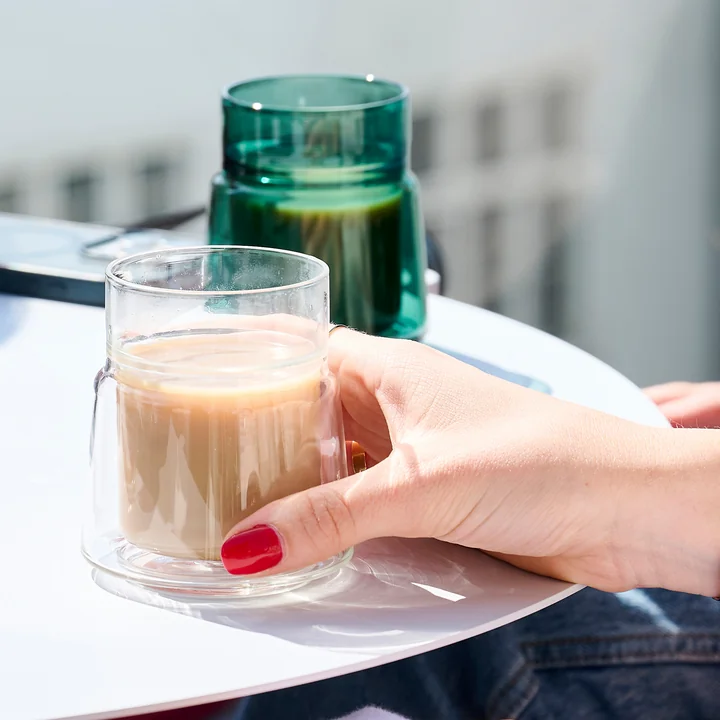 Jacob Jensen - Thermo dubbelwandig glas, medium, 21 cl, helder en groen