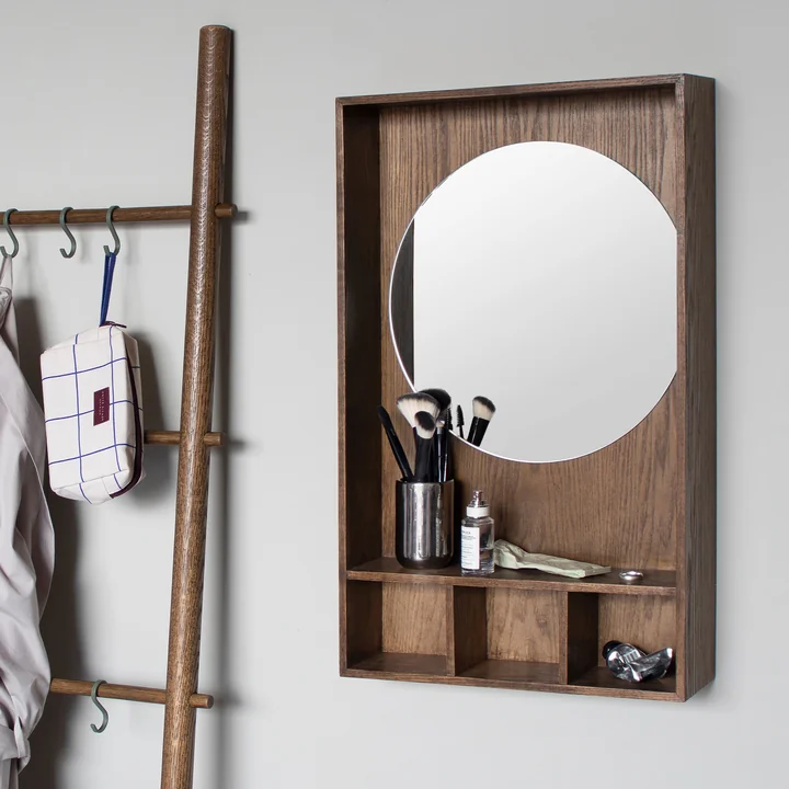 Mette Ditmer - SHOW-ME Spiegel met legplank, klein, donker geolied eiken