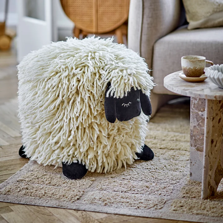 Bloomingville Mini - Dolly poef, 50 x 45 cm, wit