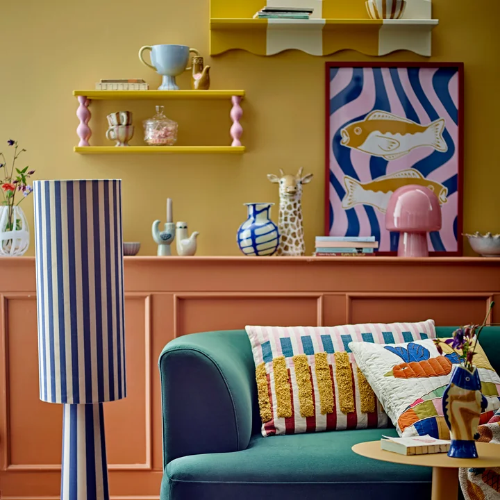 Bloomingville Mini - Bubbi wandplank, 80 cm, geel / wit