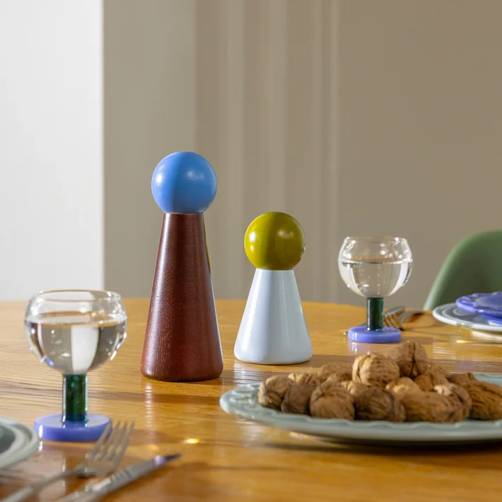 & klevering - Halma zout- en pepermolen, klein, blauw / veelkleurig