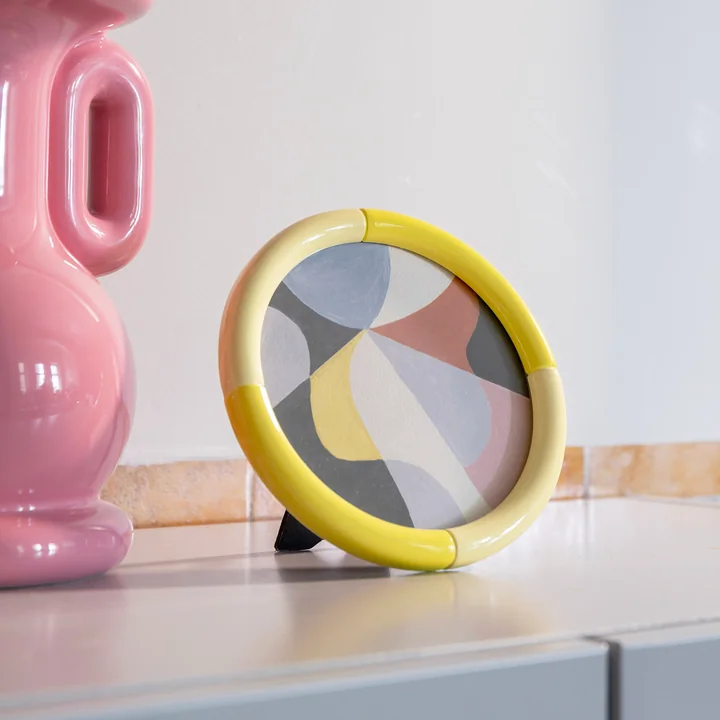 & klevering - Rift fotolijst, Ø 17 cm, geel