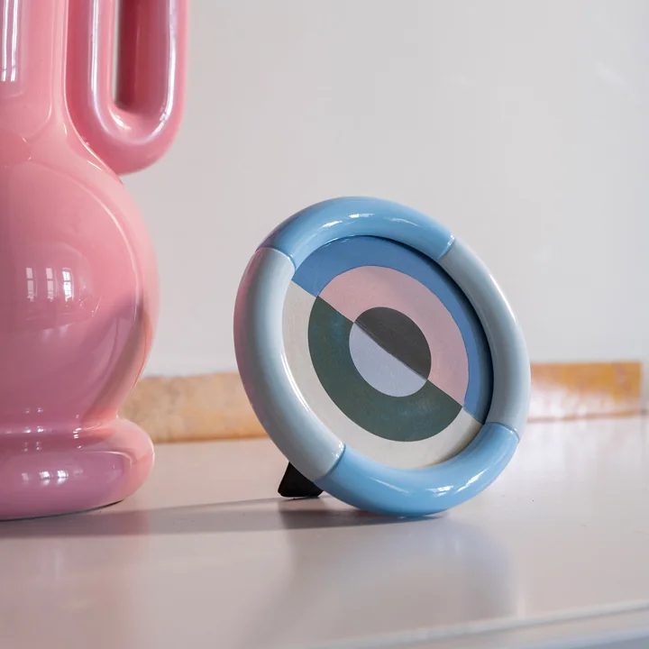 & klevering - Rift fotolijst, Ø 12,5 cm, blauw