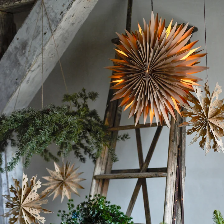 Bloomingville - Elia's ster met licht, bruin