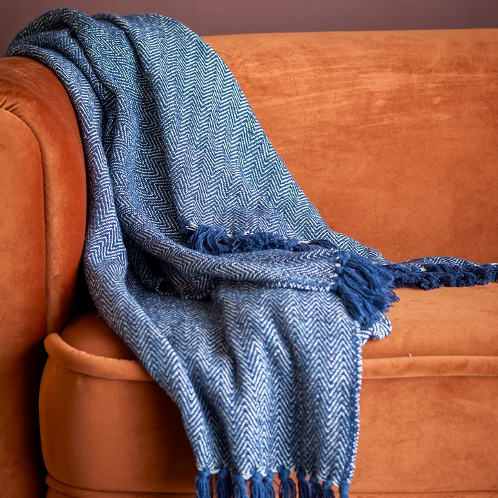 Bloomingville - Herringbone Deken, 130 x 160 cm, zwart