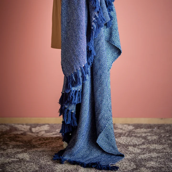 Bloomingville - Herringbone Deken, 130 x 160 cm, zwart