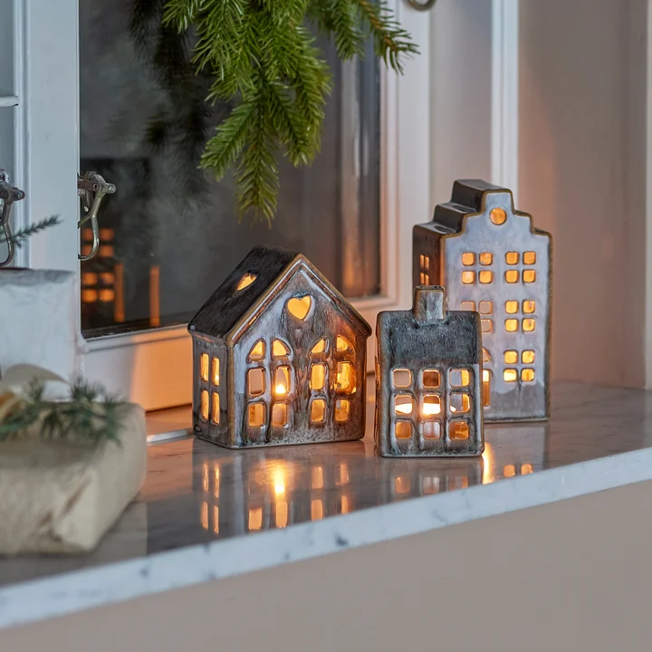 Bloomingville - Kalia theelichthouder, bruin (set van 3)