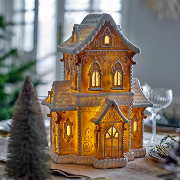 Bloomingville - Kevin decoratief huis met licht, bruin