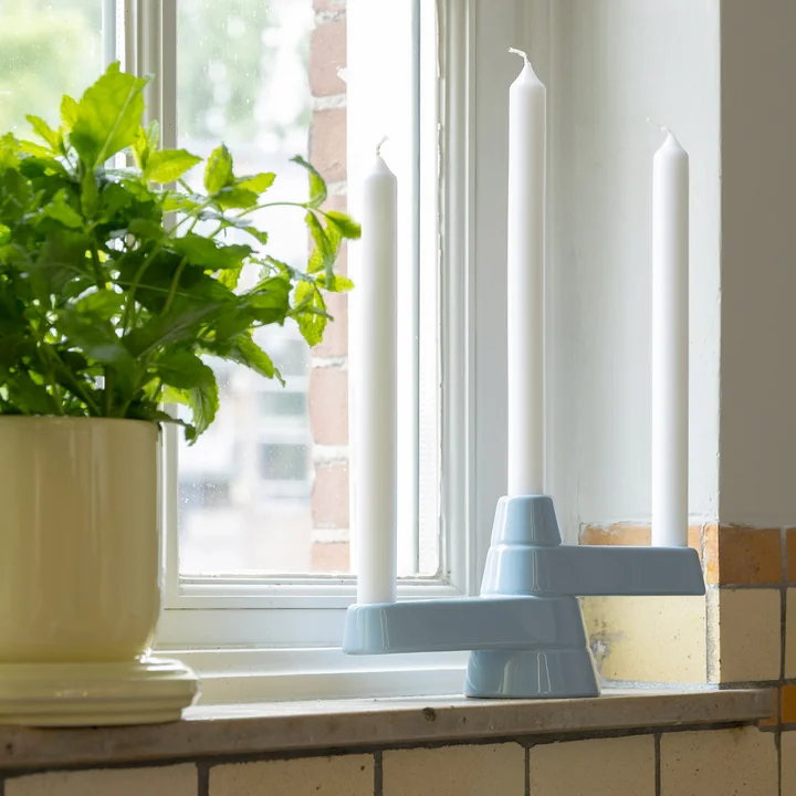 & klevering - Brute kandelaar, Ø 8 x 12 cm, blauw