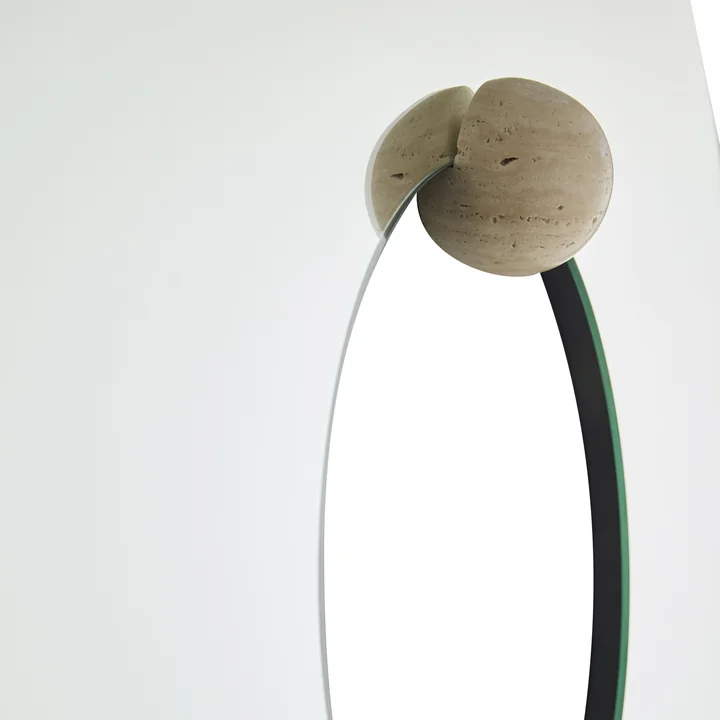 AYTM - Castellum spiegel Ø 80 cm, helder / travertin