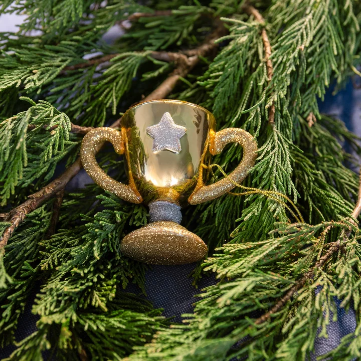 & klevering - Trofee ornamenten, goud / veelkleurig