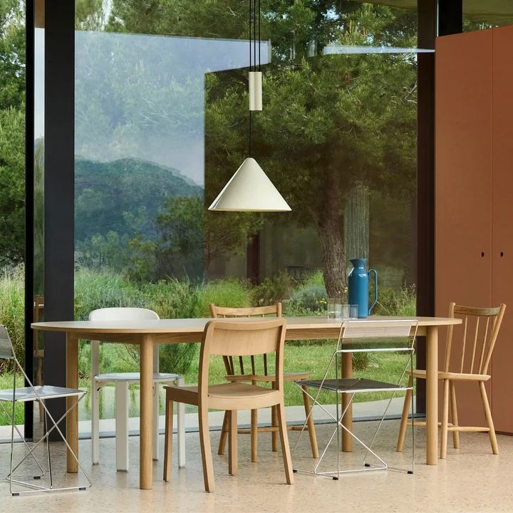 HAY - Annex langwerpige eettafel, Compass In hoogte verstelbare hanglamp