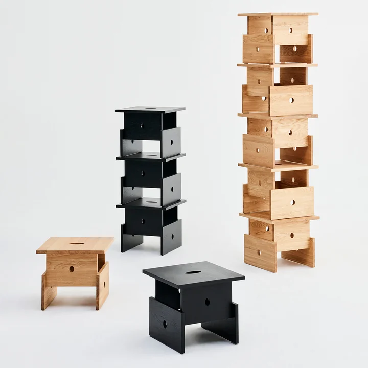 HAY - Woodbox salontafel, zwart en geolied eiken