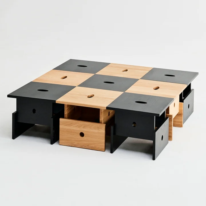 HAY - Woodbox salontafel, zwart en geolied eiken