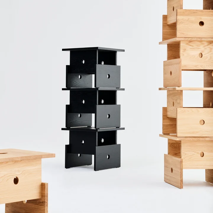 HAY - Woodbox salontafel, zwart en geolied eiken