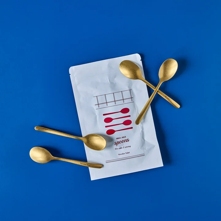 Nicolas Vahé - Lepel theelepel, antiek gouden afwerking (set van 4)