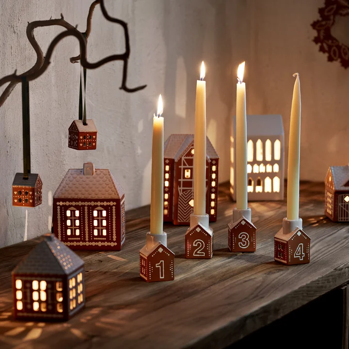 Kähler Design - Adventskaarsenhouder peperkoek, bruin (set van 4)