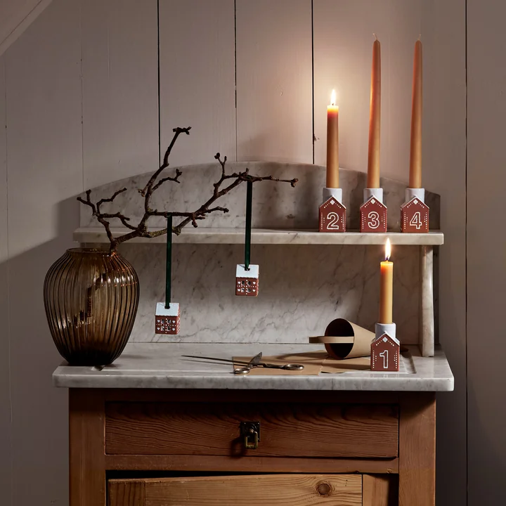 Kähler Design - Adventskaarsenhouder peperkoek, bruin (set van 4)