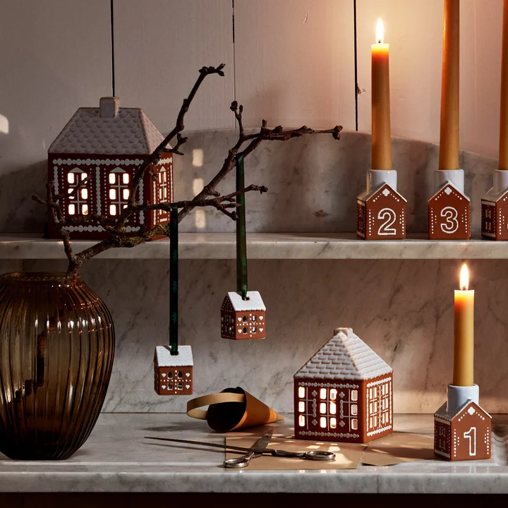 Kähler Design - Peperkoek kerstbal, bruin (set van 2)