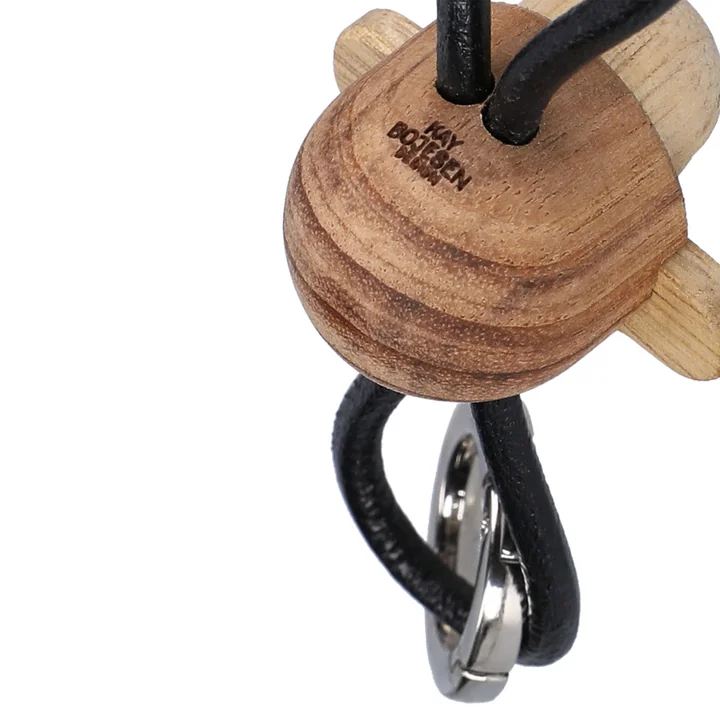 Kay Bojesen - Monkey sleutelhanger, geolied teak / geolied limba / zilver / zwart leer