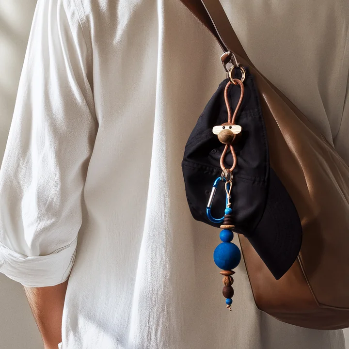 Kay Bojesen - Monkey sleutelhanger, geolied teak / geolied limba / zilver / zwart leer