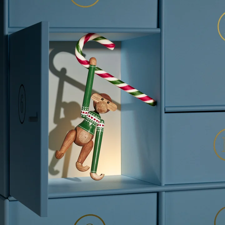 Kay Bojesen - Houten aap, kersttrui 2025, klein, limba hout / teak / groen