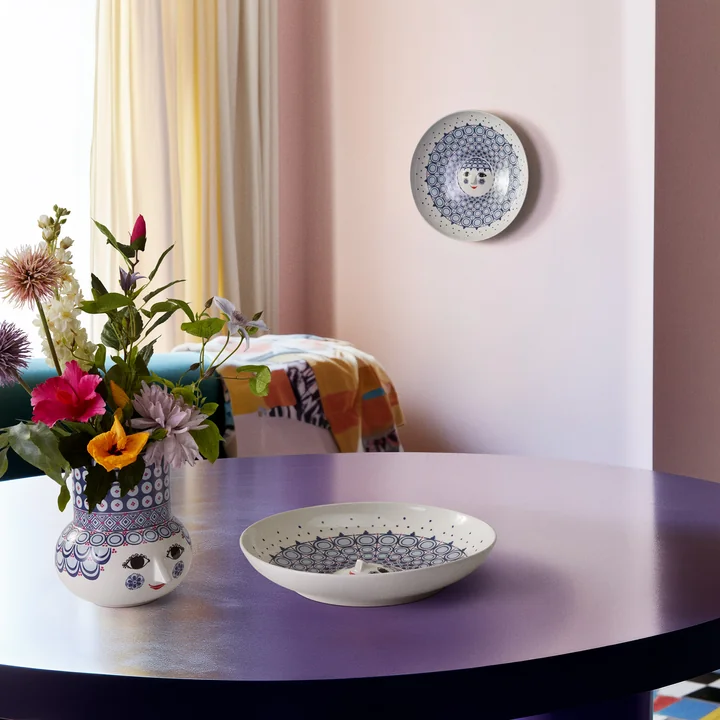 Bjørn Wiinblad - Olga serveerschaal Ø 33 cm, blauw / wit