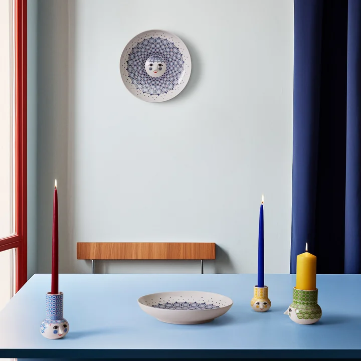 Bjørn Wiinblad - Olga serveerschaal Ø 33 cm, blauw / wit