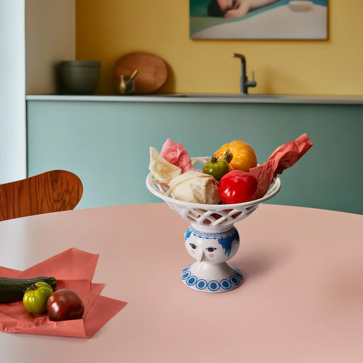 Bjørn Wiinblad - Dora fruitschaal op voet, Ø 25 cm, blauw