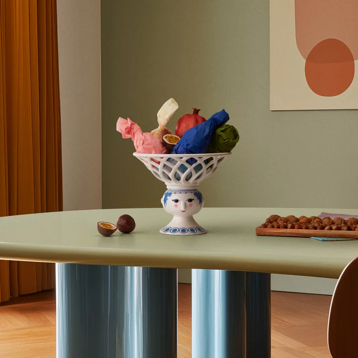 Bjørn Wiinblad - Dora fruitschaal op voet, Ø 25 cm, blauw