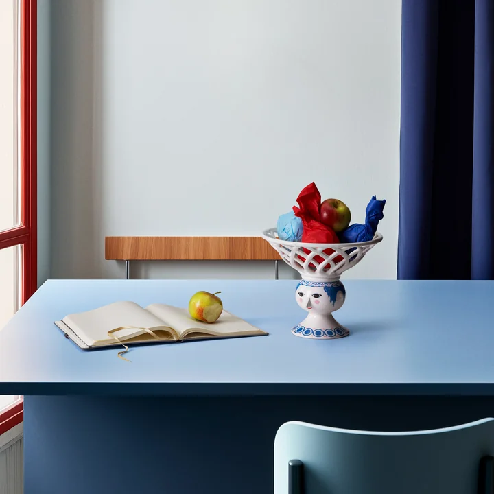 Bjørn Wiinblad - Dora fruitschaal op voet, Ø 25 cm, blauw