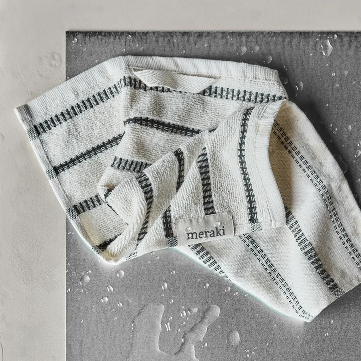 Meraki - True Washandje, 30 x 30 cm, gebroken wit / zwart