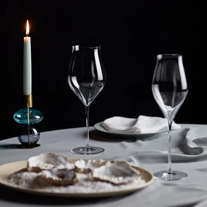 Holmegaard - Bubbel kaarsenhouder H 14 cm, lichtblauw / smoke