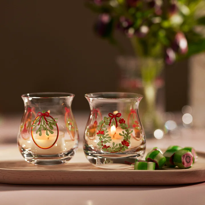 Holmegaard - Kerst waxinelichthouder 2025, h 7,5 cm, veelkleurig (set van 2)