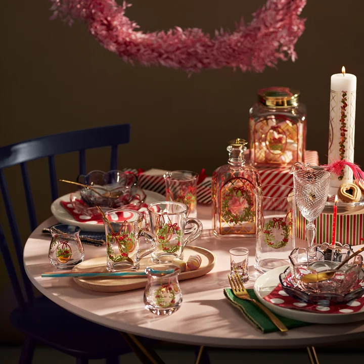 Holmegaard - Kerst waxinelichthouder 2025, h 7,5 cm, veelkleurig (set van 2)