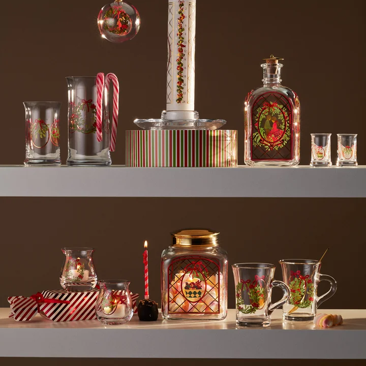 Holmegaard - Kerst waxinelichthouder 2025, h 7,5 cm, veelkleurig (set van 2)