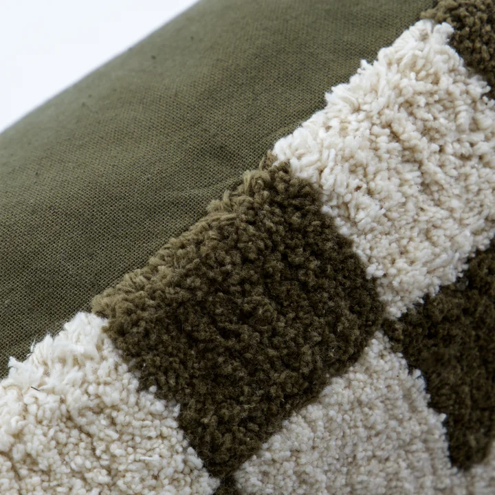 House Doctor - Chess Kussenhoes, 50 x 50 cm, groen / gebroken wit