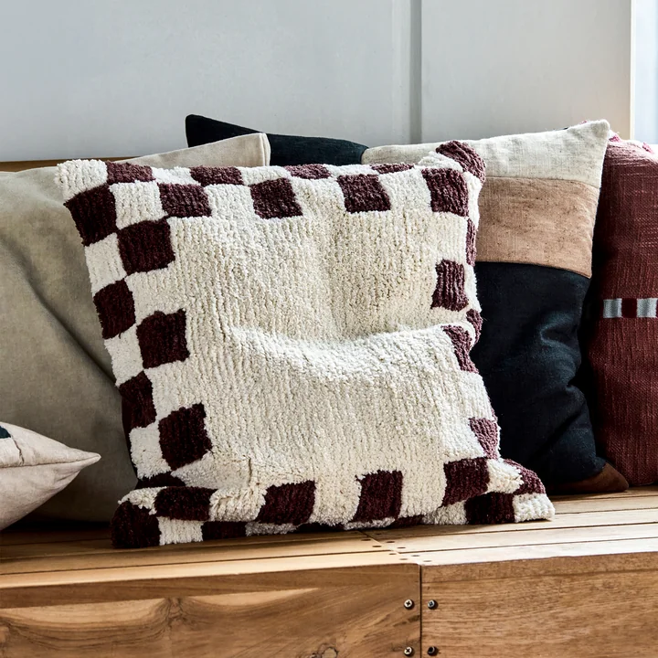 House Doctor - Chess Kussenhoes, 50 x 50 cm, bruin / gebroken wit