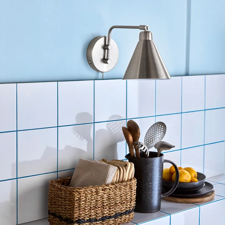 House Doctor - Game Wandlamp, L 30 cm, geborsteld zilverkleurig