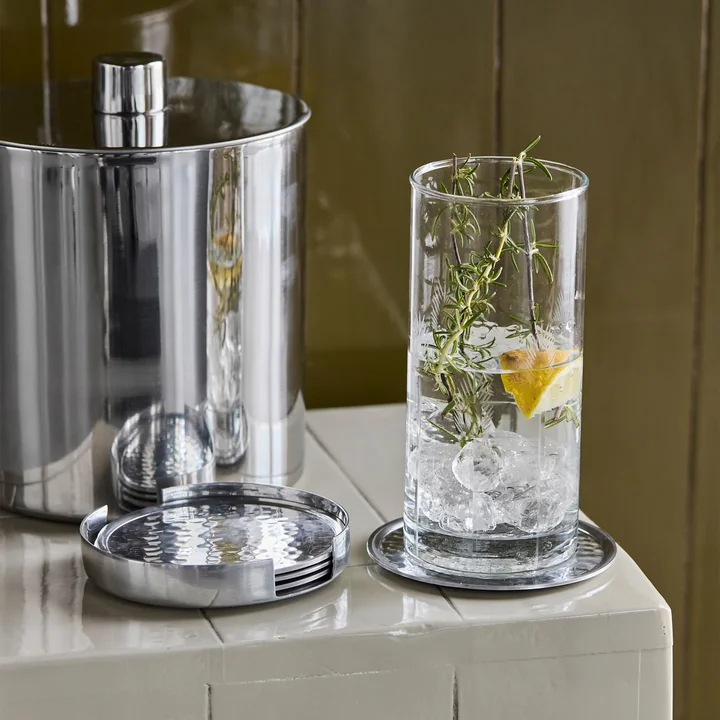 House Doctor - Coaster Glazen onderzetter, zilverkleurig